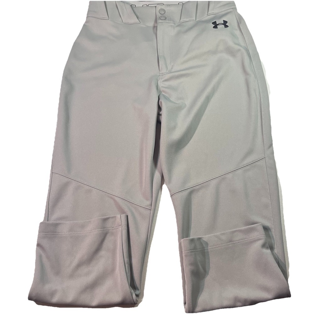 Under‎ Armour Baseball Pants Mens M Medium Loose Gray Black UA Logo EUC